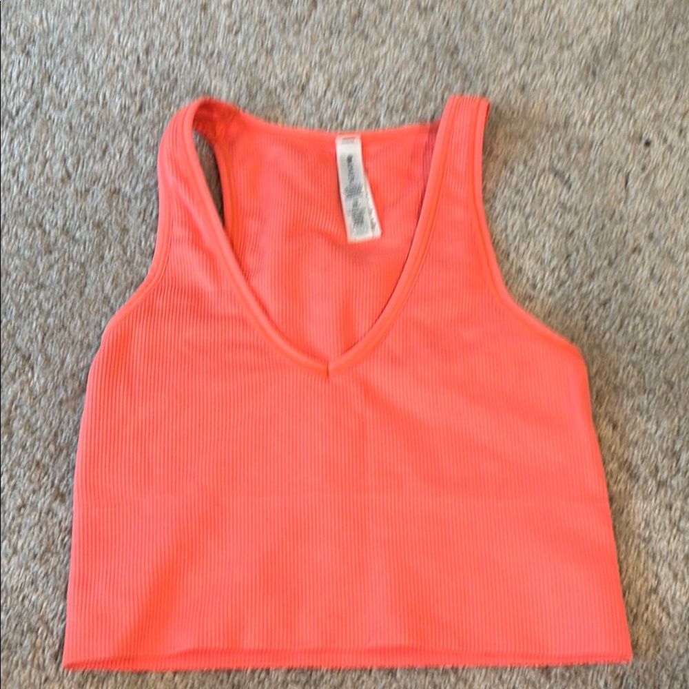 Athleta Orange Pink Fitted Crop Tank Top